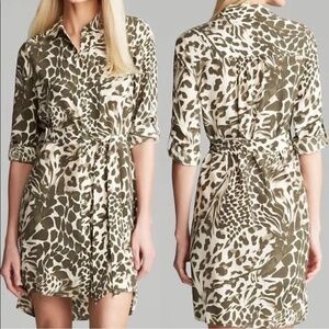 NWT Diane Von Furstenberg Shirt Dress Button Front Belted Long Sleeve Silk Sz 10